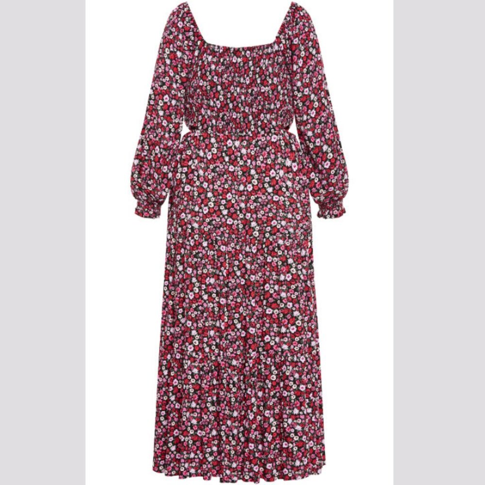NWT City Chic Floral Smocked Cut-Out Long Sleeve Maxi Dress 18 - Picture 6 of 11